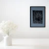 Linoleumdruck Blau Sansevieria am Fenster I - Format A4 - Pflanzen und Kunst