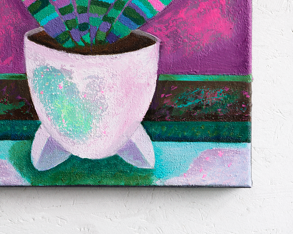 Sansevieria mit pink Himmel - Detail