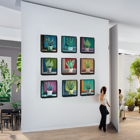 Sansevieria Komplettserie: 9 Stück, Acryl auf Leinwand, je 40 × 40 cm – Bild 3